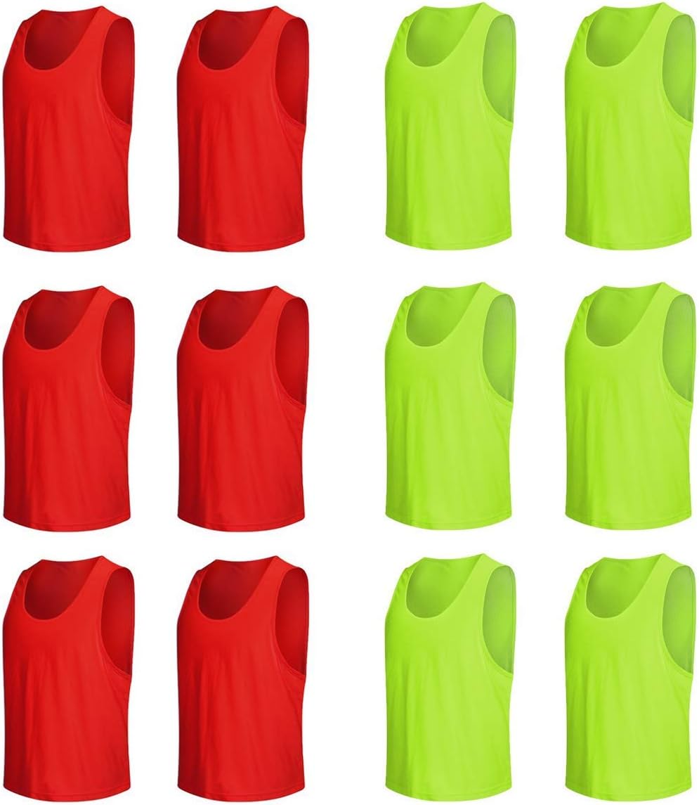 Senston 12Pack Soccer Bibs Jersey Nylon Mesh Sports Pinnies Team