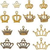 BEAMARKER 70Pcs 7 Styles Crown Charms Pendant Bulk Alloy 3D Mini Lovely King Queen Royal Pendants Vintage Crown Bead Tiara Charms Golden for Earrings Bracelets Necklace DIY Jewelry Making Supplies