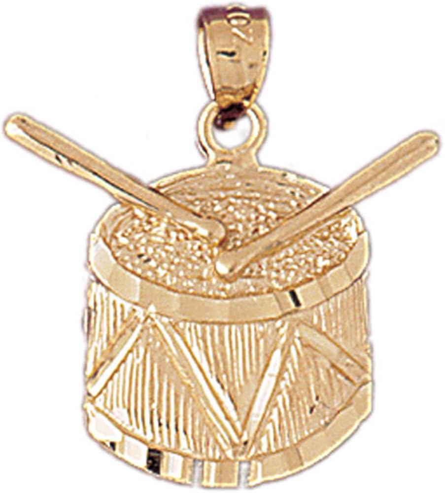 14K Yellow Gold Snare Drum Pendant Necklace 23 mm Amazon.co.uk