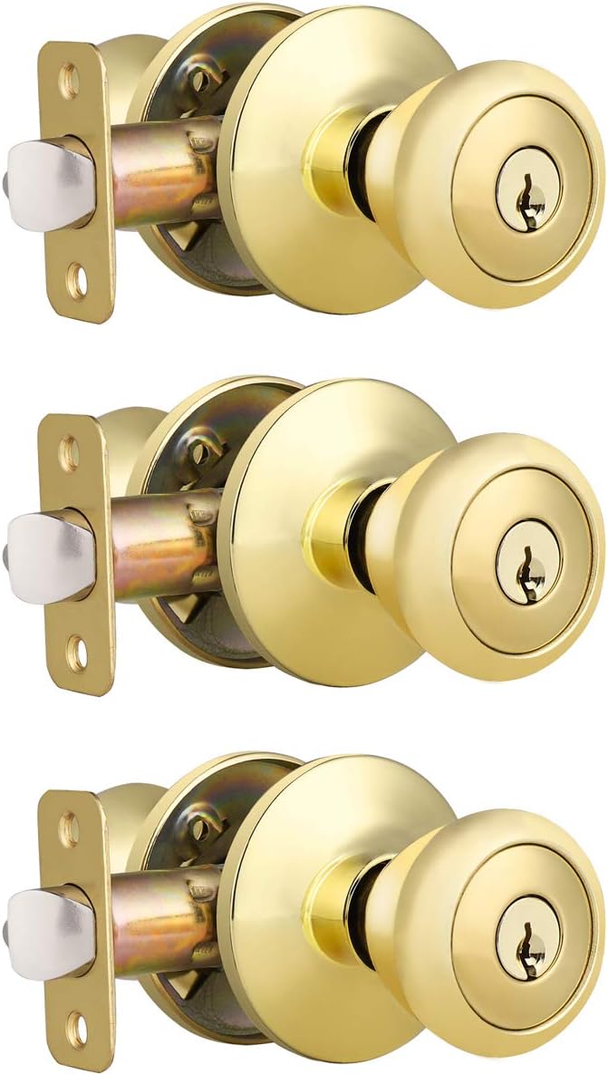 handle Set with 3 keys chrome new Ikonic tulip entrance door knob Door