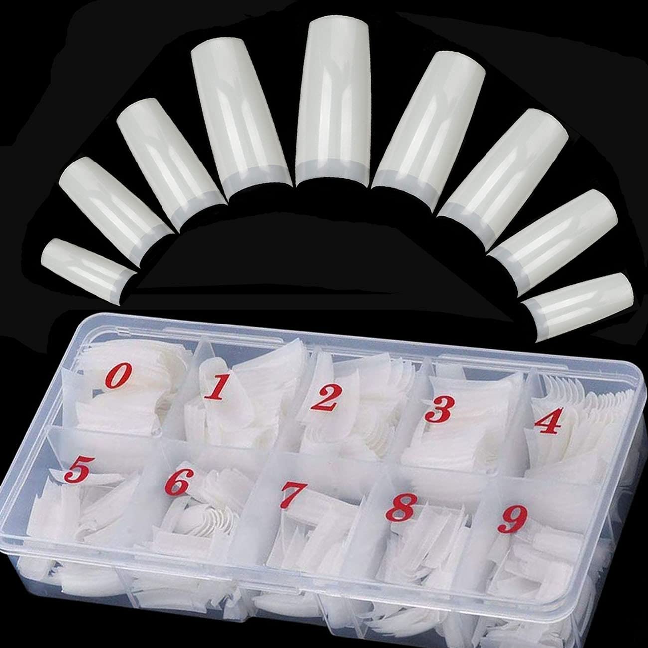 Natural Fakes Nails Set, 500 Pieces French Acrylic Nail Tips With Box for Women Girls