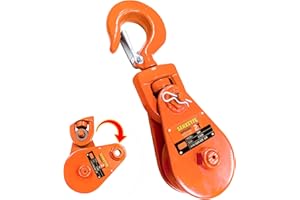 SENKEYFE Snatch Block with Hook, 2 Ton WLL,Suitable for 3/8" Wire Ropes, Snatch Block Pulley for Rollback Wrecker, Car Hauler, Tow Truck Accessories, Winch Accessories