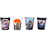 Star Wars: The Mandalorian 1.5-Ounce Plastic Mini Cups, Set of 4 | Whiskey Shot Glasses, Home Bar Drinkware