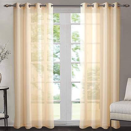 Singinglory Eyelet Voile Curtains Set Of 2 With Tiebacks Pale