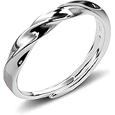 Desnuage Twist Rings for Women - Adjustable 925 Sterling Silver Open Ring, Unique Stackable Fashion Statement Jewelry with Spiral Design