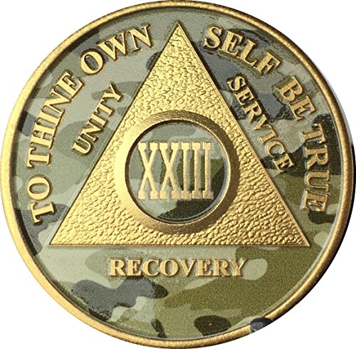 23 Year AA Medallion Camo Gold Plated Anniversary Chip Camouflage Color