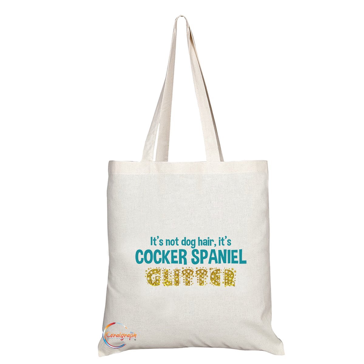Coralgraph Inc TB120 It's Not Dog Hair, It's COCKER SPANIEL GLITTER Novelty Present Gift Printed Eco-Friendly Stylish Long Handled Tote Shoulder Bag