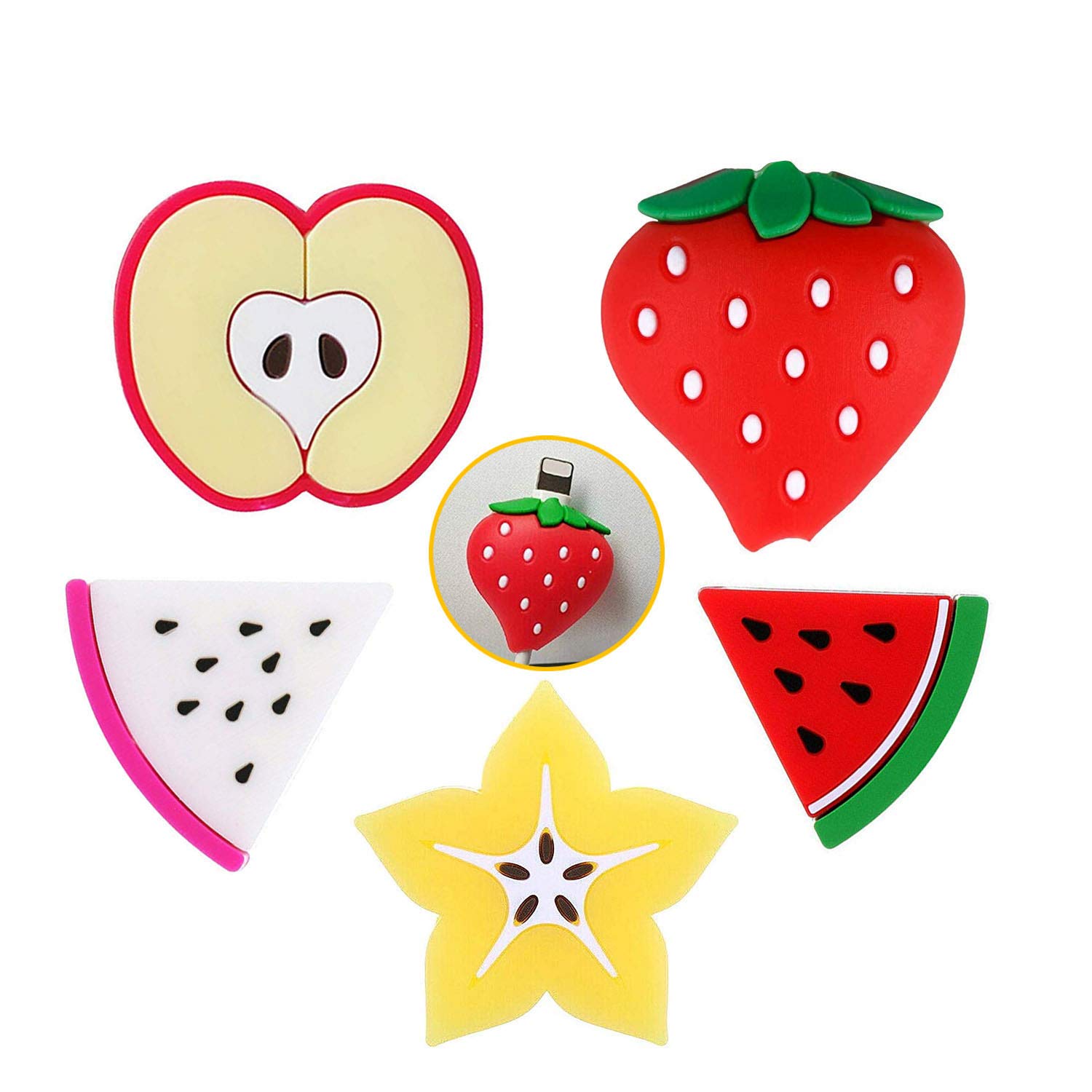BuxiuGK 5 Pieces Silicone Fruit Cable Protection Cute Data Line Cable Protection Bites Prevents Breakage Cord Accessory,Colorful