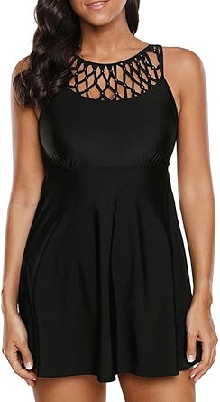 Ecupper Womens Hollow Out One Piece Swimdress Swimsuits Bathing Suit With Briefs At Amazon Women S Clothing Store