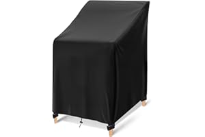 YHINGG Outdoor Chair Cover Waterproof Stackable Patio Chair Cover Outdoor Furniture Cover Tear-Resistant Black (1)