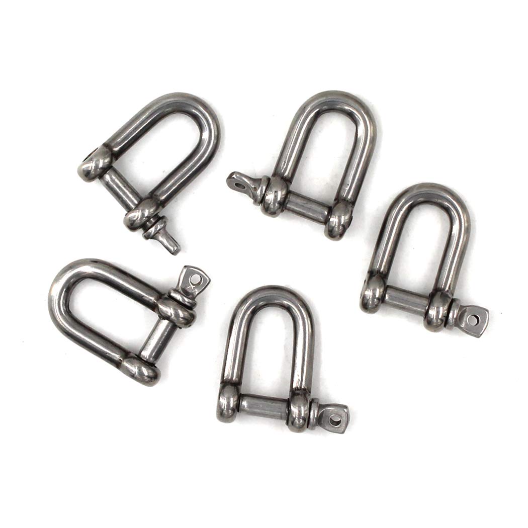M5 D Ring Shackle Boat Anchor Shackle 304 Stainless Steel Chain Shackle Screw Pin D Shackle Pack Of 15
