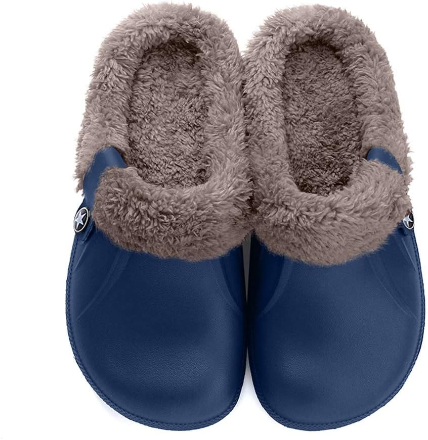 Aconhop Zuecos de invierno con forro polar mullido para interiores y