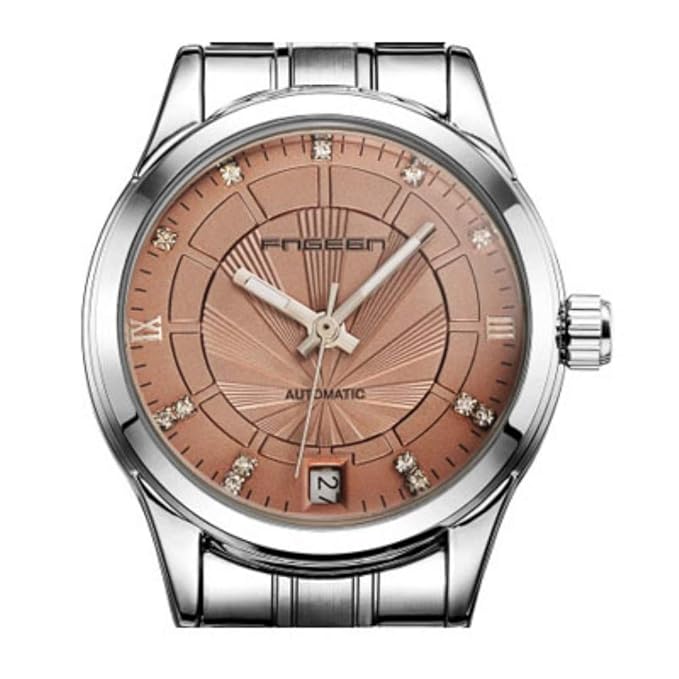 KUNDG Armbanduhr Damen Mechanische Armbanduhr Diamant Automatik Uhr Frauen Uhren Automatik Datum Uhr