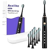 Whitening Electric Toothbrush for Adults and Kids, Rechargeable Toothbrush with 8 Brush Heads & Travel Case, 5 Modes & Smart Timer, 45000VPM Deep Clean, IPX7,One Fast Charge Last 120 Days - Black