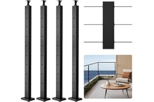 VEVOR 4-Pack Cable Railing Post, 36x1x2 In Horizontal-Hole Deck Railing Post with Pre-Drilled Holes, Stainless Steel Cable Ra