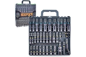 KOOPOOL Magnetic Impact Nut Driver Set, Metric & SAE Driver Bit Set with Socket Adapters, Bit Holder, Wing Nut Driver, Universal Sockets, Quick Release Extension, Power Bits