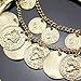 RechicGu Golden Color 1Pair Vintage Tribal Rare Coins Big Hoop Banjara Kuchi Belly Dance Chain Boho Gypsy Dangle Earrings,3.9