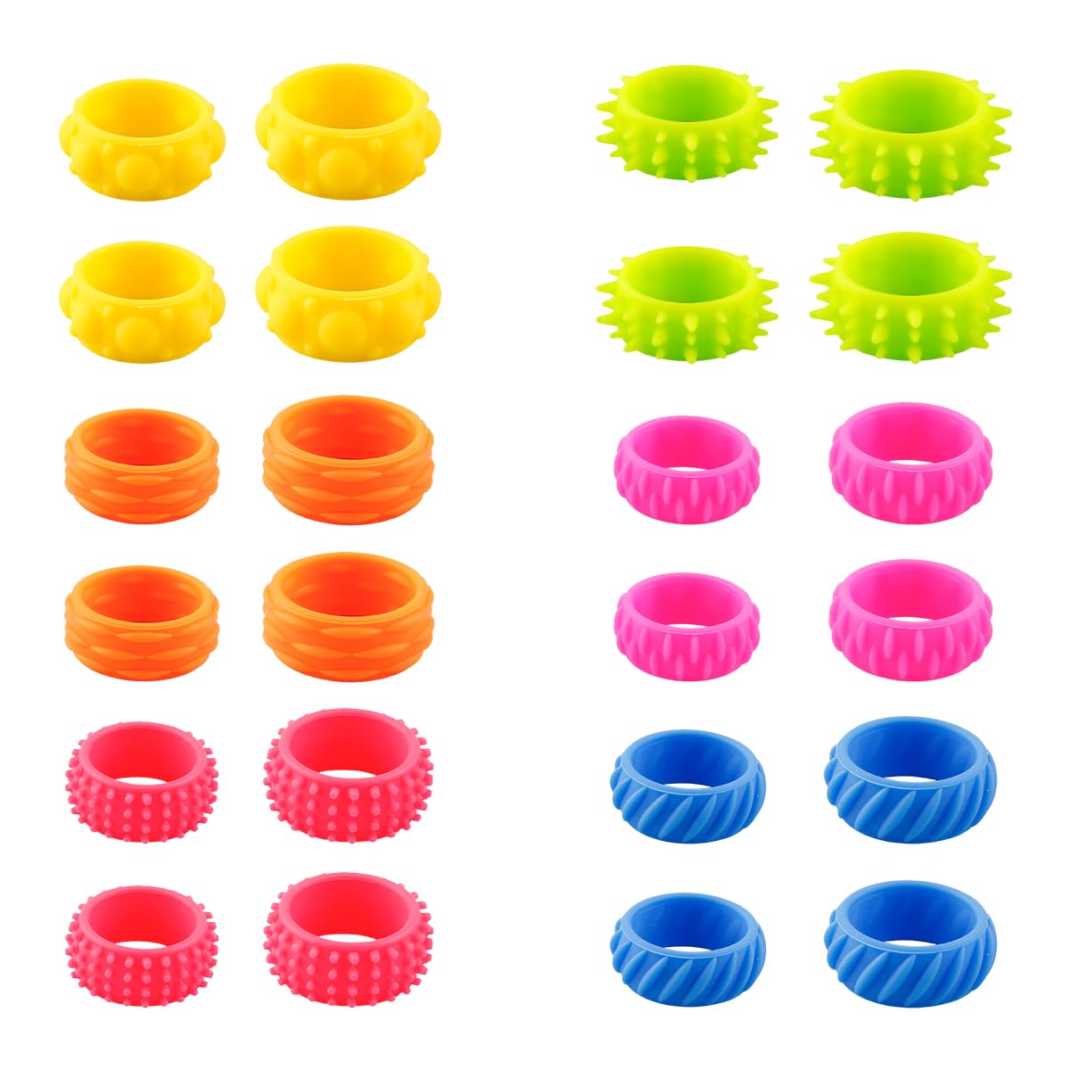 Lotsdonxia 24PCS Multicolor Silicone Fidget Rings for Kids – Quiet Sensory Spinner Toys for Stress Relief, Focus & Classroom Prizes