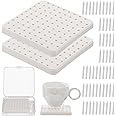 2 Pcs Ceramic Refractory Pads, Pottery Firing Mats with 120 Pcs Kiln Stilts Support Nails, High Temperatures Resistant Kiln Support Pads, Reusable Clay Accessories for Ceramic Hobbyists