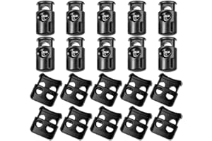 CKANDAY 40 Pcs Plastic Cord Locks, End Spring Toggle Stopper Slider for Drawstring Backpack Rucksack Craft Supplies, 20 Pcs S