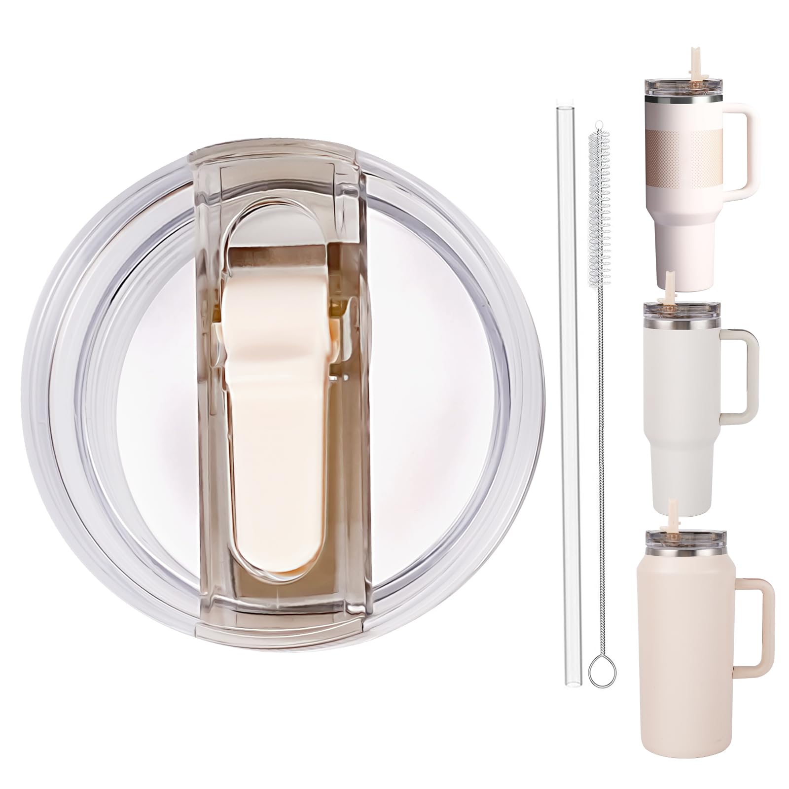 Photo 1 of Replacement 40oz Leak Proof Tumbler FLIP Lid With Straw - Fit For Stanley ProTour Quencher 40oz and Quencher H2.0 40oz,64oz Tumbler (Coffee, 40oz and 64oz)