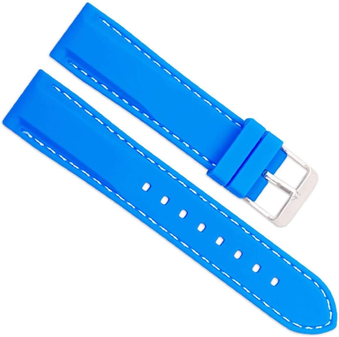 Quick Release Silicone Soft Rubber Watch Straps with Stainless Metal Clasp(18mm 20mm 22mm 24mm) (20mm, Blue)