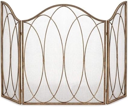 SCREEN J-Pantalla Chimenea 31 X 38.6in 3-Panel De La Pantalla De Hierro