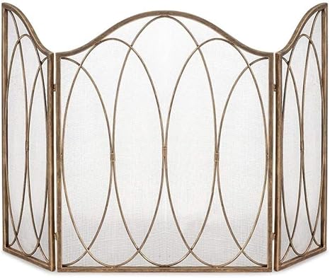 SCREEN J-Pantalla Chimenea 31 X 38.6in 3-Panel De La Pantalla De Hierro