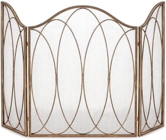 SCREEN J-Pantalla Chimenea 31 X 38.6in 3-Panel De La Pantalla De Hierro