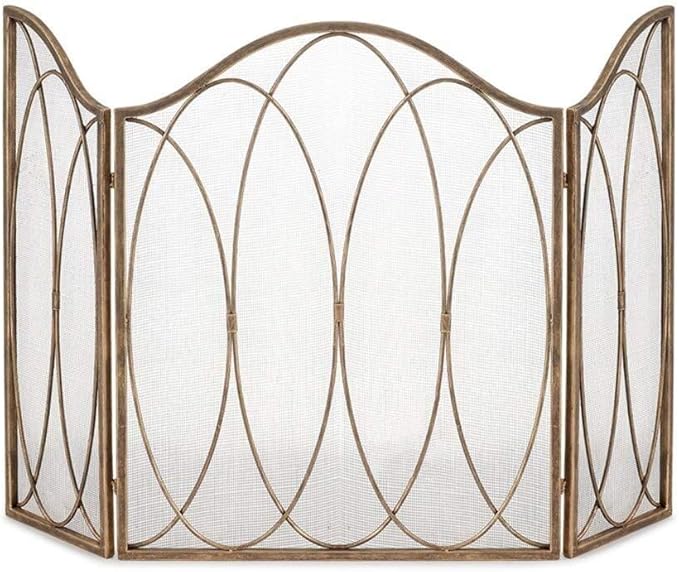 SCREEN J-Pantalla Chimenea 31 X 38.6in 3-Panel De La Pantalla De Hierro