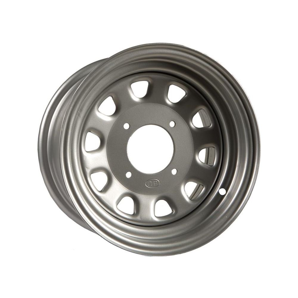 ITP Delta Steel Wheel - 12x7-5+2 Offset - 4/110 - Silver, Bolt Pattern: 4/110, Rim Offset: 5+2, Wheel Rim Size: 12x7, Color: Silver, Position: Front/Rear D12F411