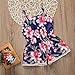 Newborn Baby Girls Floral Ruffle Lace Sling Short Romper Sleeveless Bodysuit (18-24M, Dark Blue)