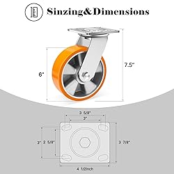 W B D WEIBIDA 6 Inch Industrial Swivel Casters
