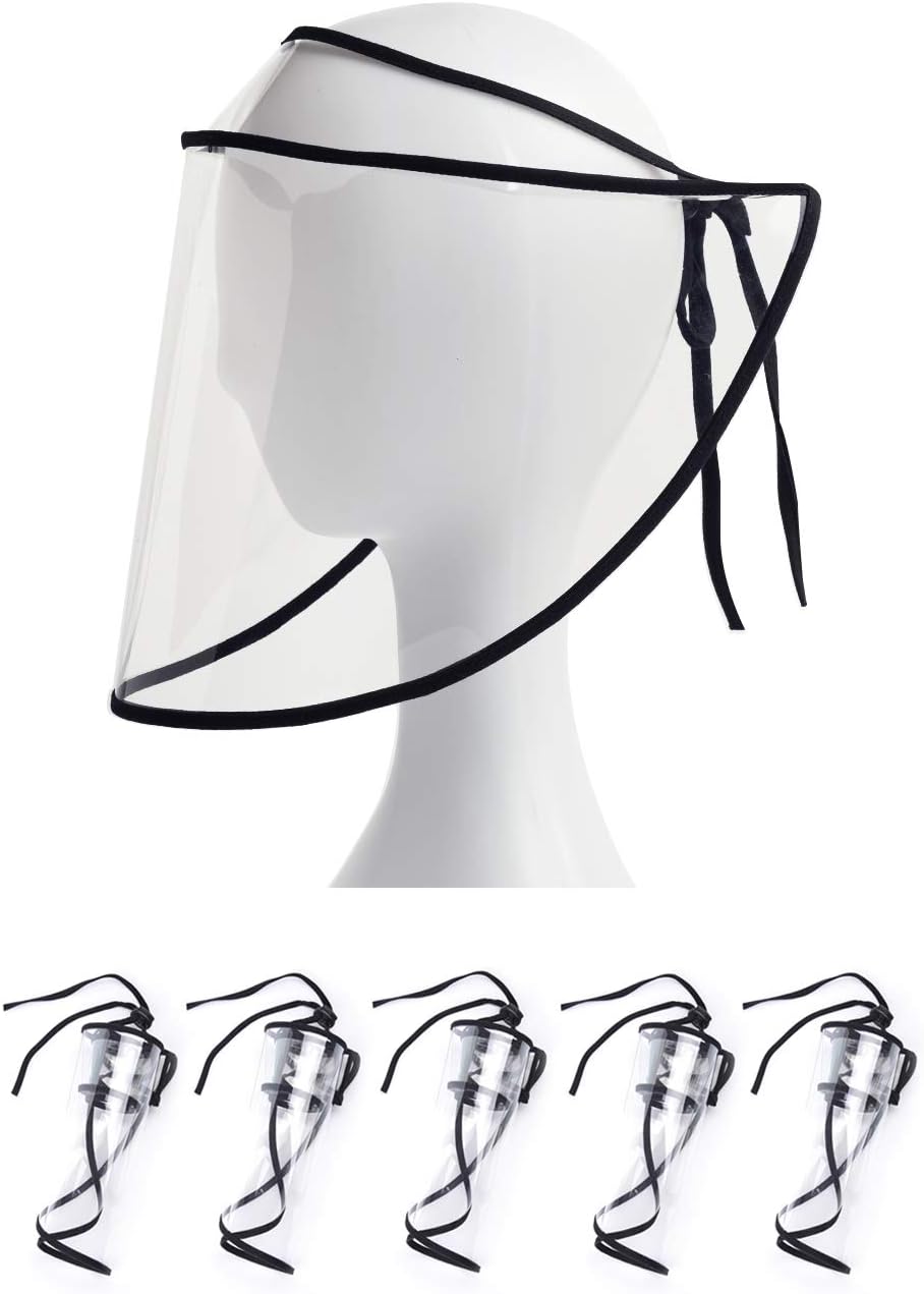 [Upgraded Version]5 PCS Safety Face Shield Replacement for Fisherman Hat, Barhon Protective Face Shield Anti Saliva Droplets Spitting UV (Hat Not Included)