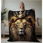 HUNXIAOJ Lion Throw Blanket Animal Print Blanket King Size Lion Lovers Gifts Soft Warm Blankets for Bedroom Sofa Bed (30 in x 40 in)