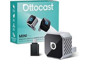 OTTOCAST Mini 3.0 Silver 2-in-1 Wireless CarPlay & Android Auto Adapter – Plug & Play for iPhone/Android, Dual-Phone Memory, Dual-Band WiFi (2.4/5GHz), Auto-Reconnect