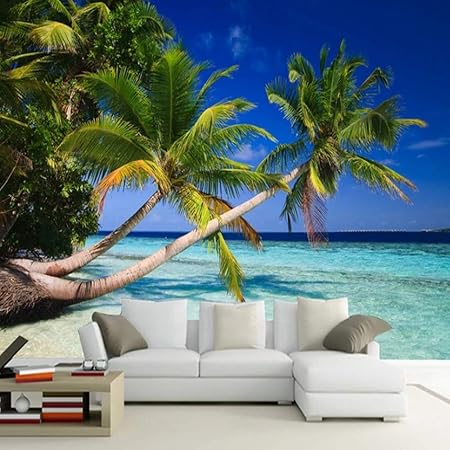 YiShuQiang Wallpaper Fototapeten Kokosnussbaum-blauer Himmel-Strand-Wohnzimmer-Schlafzimmer-Wand Wandbilder Wohnzimmer Schlaf