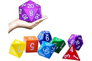 10CM (4Inch) Jumbo Foam 7pcs Polyhedral Dice Set, Large Rainbow Colors RPG Foam Dice for Games, Learning Resources