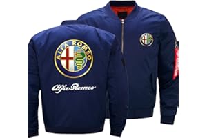 Mens Baseball Jacket, Alfa Ro-meo Men's Lightweight Jacket with Zipper, Streetwear Slim Sports Top for Adults Unisex-Blue||L