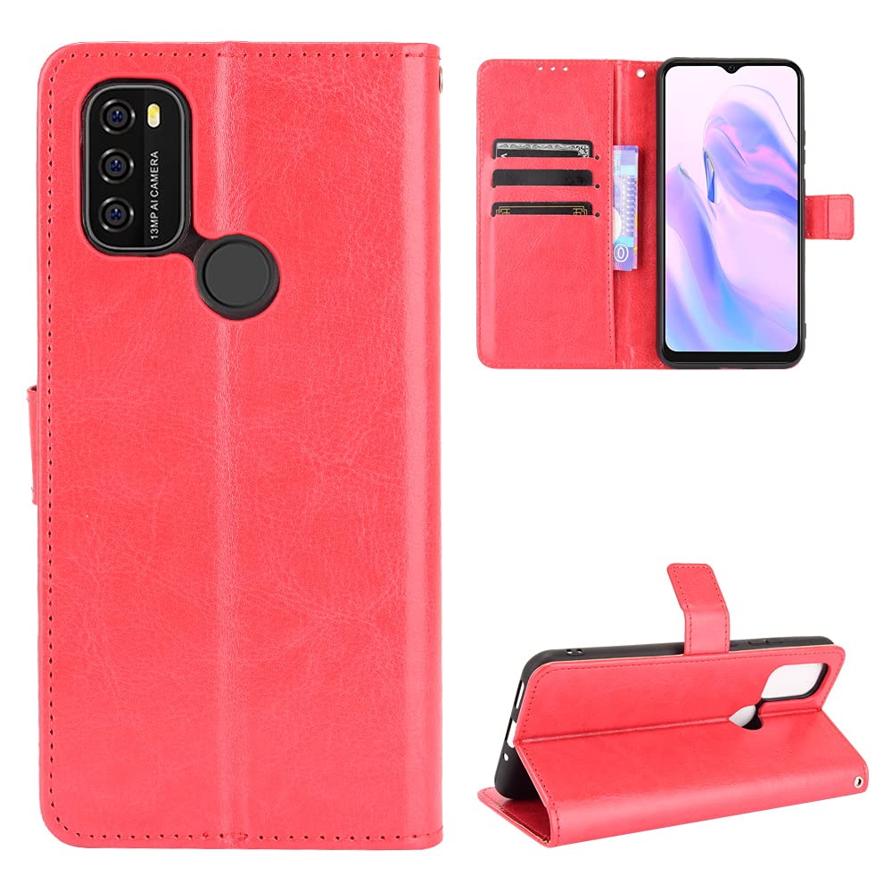 Blackview A70 2021 Case [Wallet Case] [Kickstand] [Card Slots] [Magnetic Flip Cover] Compatible with Blackview A70 2021 Smartphone(Red)