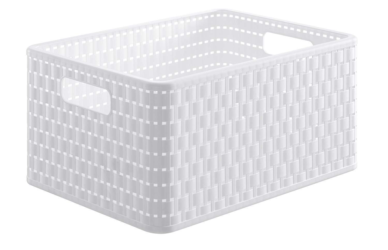 Rotho, Country, Storage box 18 l in rattan-look A4, Plastic (PP) BPA-free, white, A4/18l (36,8 x 27,8 x 19,1 cm)