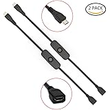 iUniker Raspberry Pi Power Switch, Raspberry Pi 3 B+ Power Supply Cord Pi Power Switch Cable Switch Push On Off for Pi 3 Model B+, Pi 3 Model B, Pi 2 B, Pi B+, Pi Zero/w (2-Pack)