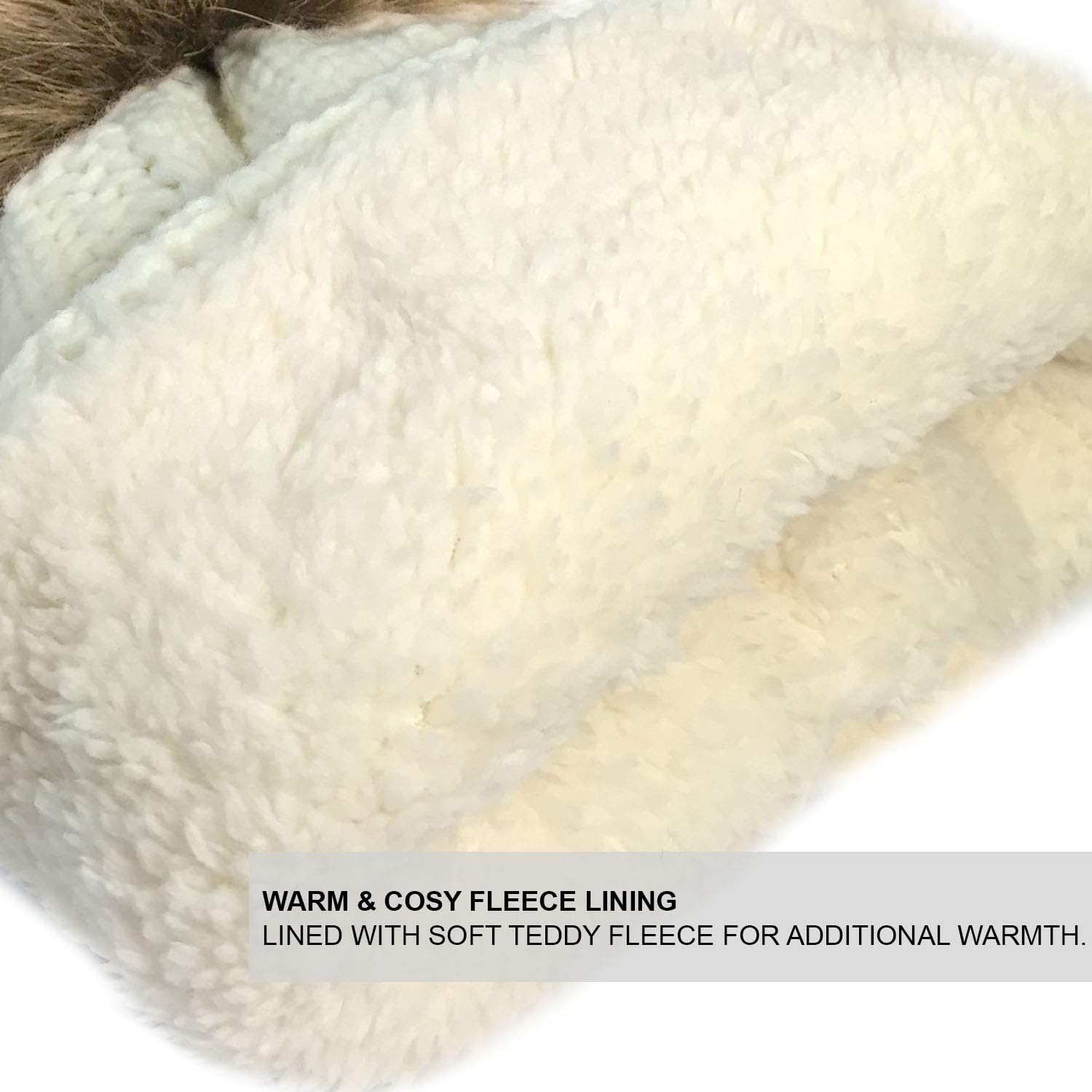 TOSKATOK Ladies Chunky Soft Cable Knit Hat with Cosy Fleece Liner and Detachable Faux Fur Pompom-Black - Image 5