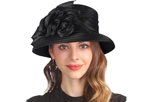 GLAKJGIY Derby Hat for Women Church Tea Party Wedding Cloche Bowler Bucket Hats