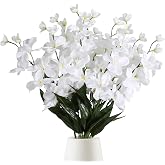 Fqueelvys White Orchids Artificial Flowers 10 PCS Fake Orchid Silk Flowers 27" Faux Orchid Artificial Orchid for Wedding Dinning Home Restaurant Decoratiyon(White)
