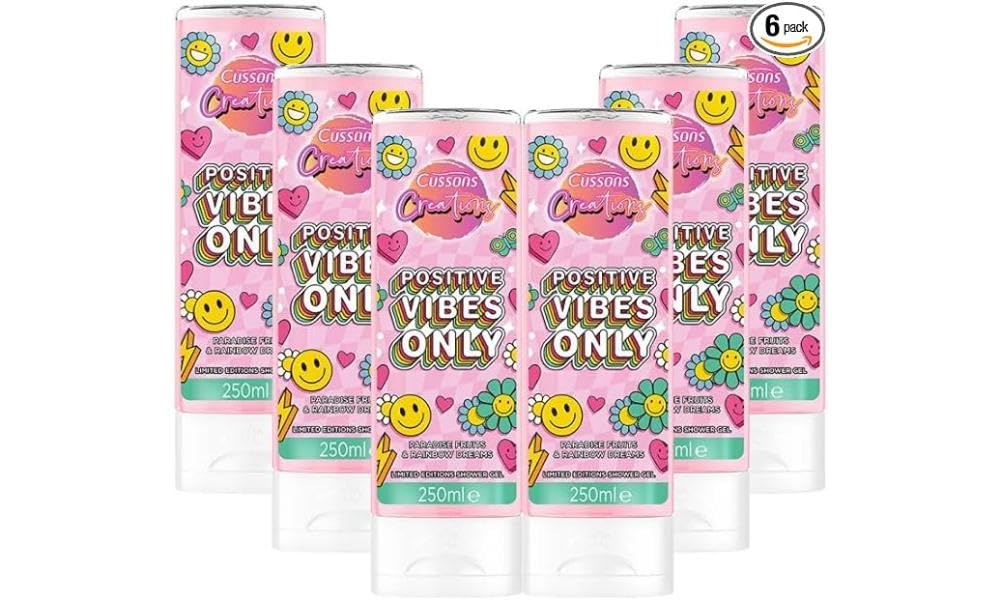 Cussons Creations Shower Gel, Positive Vibes Only Body Wash 250 ml, Multipack of 6