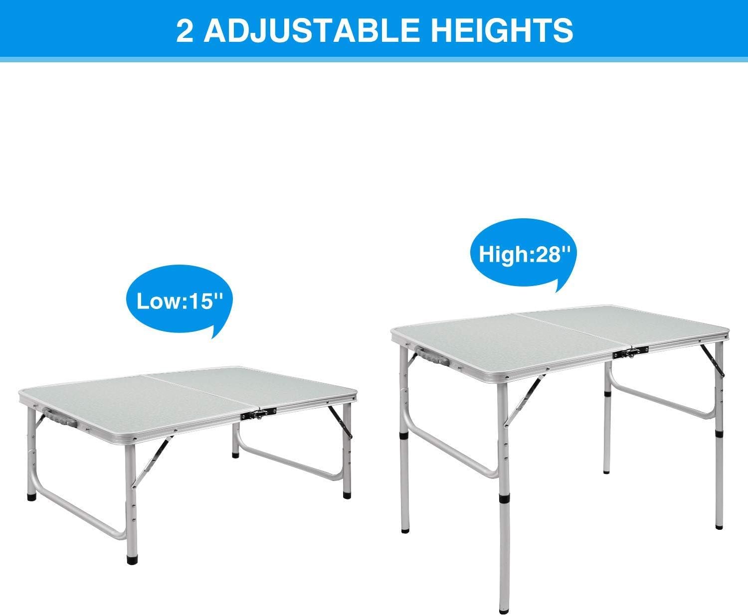 RedSwing Aluminum Folding Table 3 Feet Adjustable Height, Lightweight and Portable Camping Table, 36x24 Inches: Kitchen & Dining