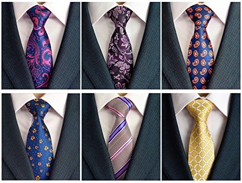 VIGVOG Father's Day Gifts Men's Necktie Classic Floral Tie Woven Jacquard Neck Ties 6 Pcs