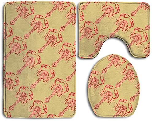 Scorpion Animal Soft Bathroom Rugs Set Thin Bath Rug Set Antibacterial Lid Toilet Cover And Bath Mat