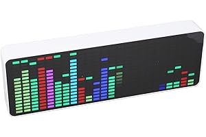 XIUGANPO LED Spectrum Analyzer, RGB Colorful 1624 Segment Music Voice Rhythm Spectrum Display with 20 Dynamic 7 Colors, RGB Light Bar with 2 Connection Modes Voice Sensor Clock for Car